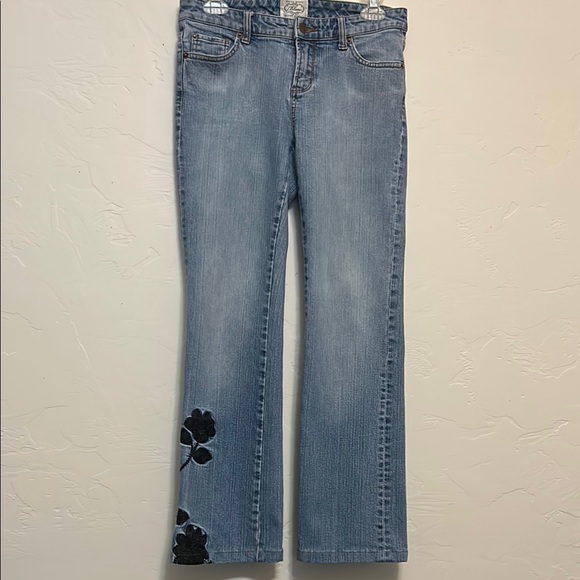 White House Black Market Denim - WHBM Light Wash Floral Blanc Capri